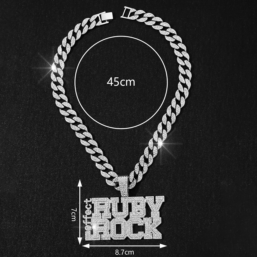 Wild full diamond letter DIRTY BIRDS alloy pendant ALPB baseball team hip-hop personality mens necklace 250320