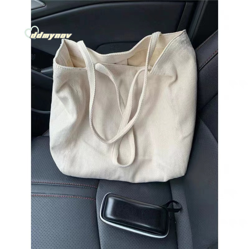 Large Capacity Korean Style for Women, Twill Canvas Commuter Shoulder Tote Casual Bag, Simple Lazy Shopping Bag Trend ddmynov