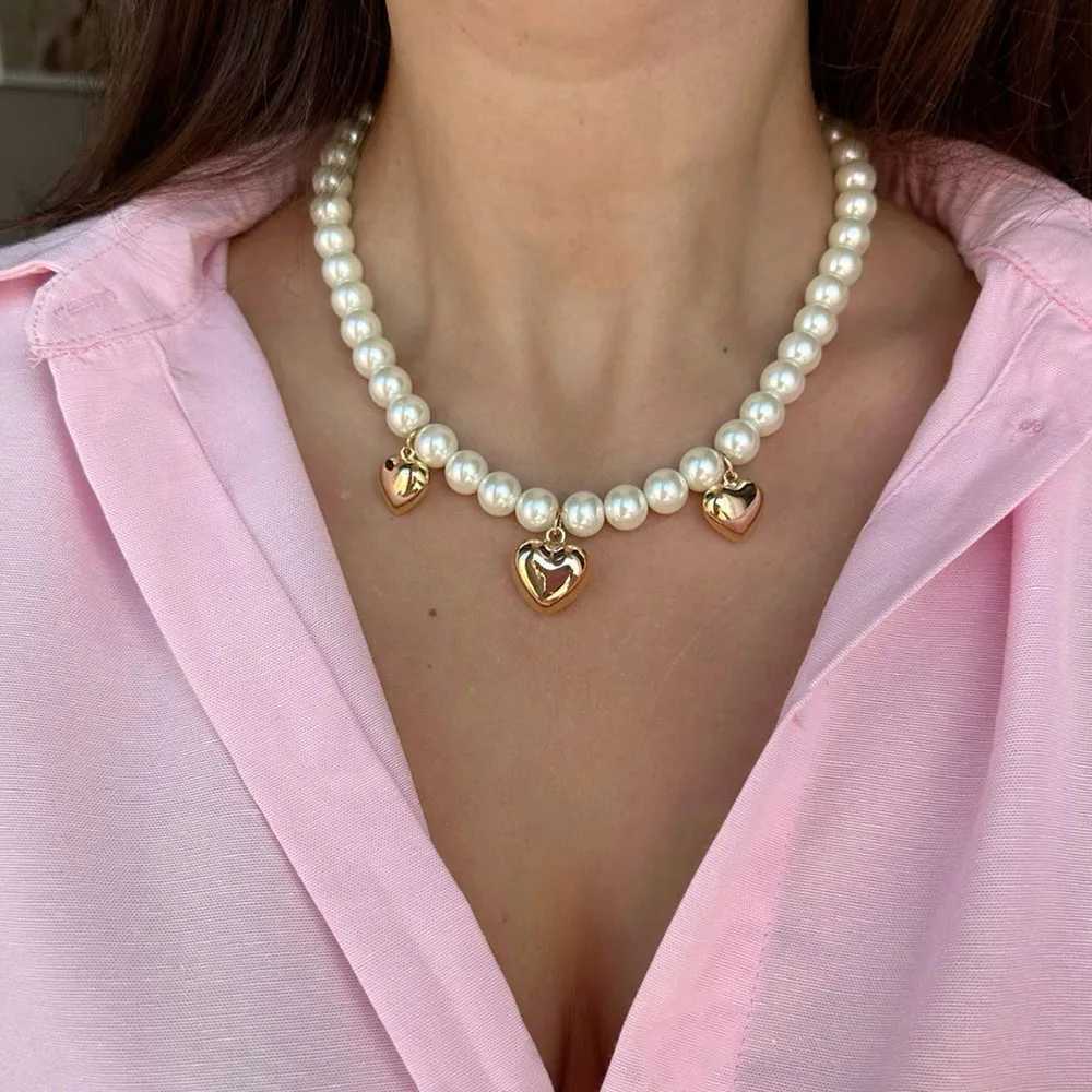 Elegant Jewelry Imitation Irregular Pearl Pendant Necklace Big Geometry Chain Unique Women Valentines Fashion Necklace N0466 Y250605