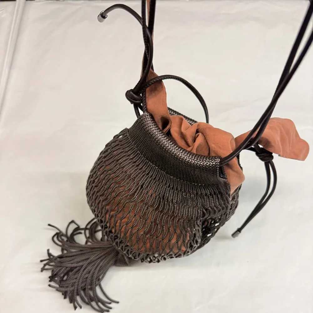 2025 Summer New Casual All-match Messenger Fishing Net Women Trendy Personalized Shoulder Bag Ruched Streetwear Crossbody Bags M250606