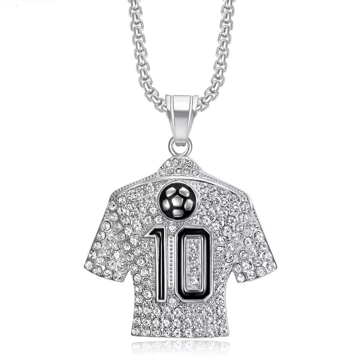 Men's Hip Hop Style 925 Silver Sportswear T-Shirt with M oissanitePendant Link Necklace Fashion
