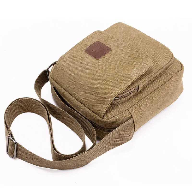 Mens Casual Style Canvas Shoulder Messenger Bags Multi-pocket with lid Handbag Crossbody Flap Bag For Man Business Sling Bag M250606