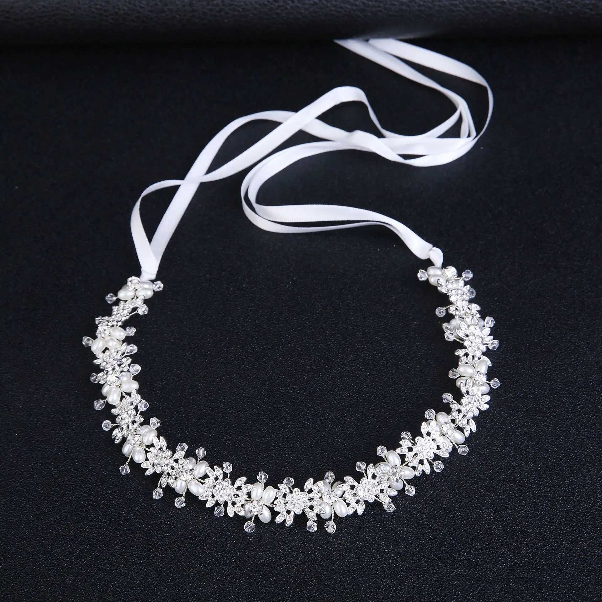 Luxury Clear Crystal Bridal Hair Vine Pearls Wedding Hair Jewelry Accessories Headpiece Women Rhinestone Pageant Crown Headbands Z250605