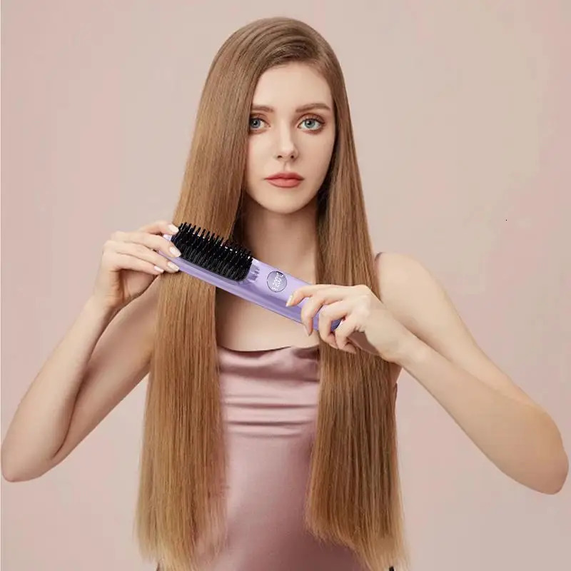Hair Straightener Brush USB Charging Smoothing Hair Brush Portable Hair Straightener Hair Straightener Straightening Brush for 250605