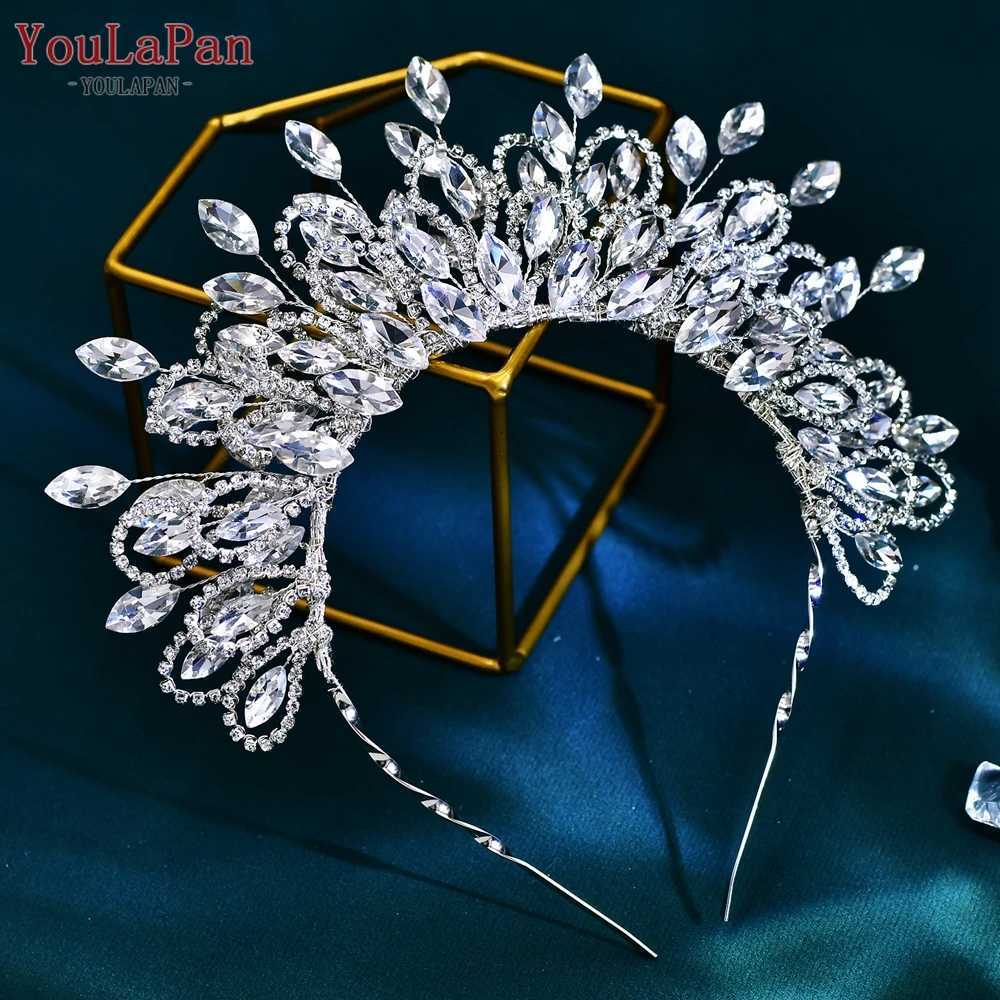 YouLaPan Big Rhinestone Tiara Crown Bridal Wedding Headband Handmade Crystal Head Pieces Woman Banquet Hair Accessories HP616 Z250605
