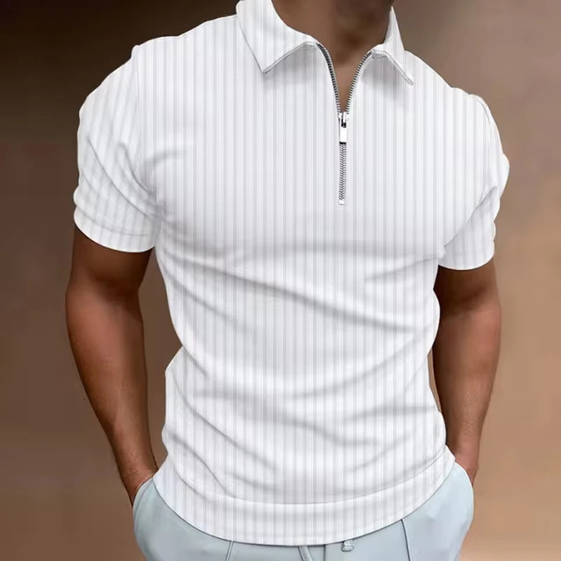 Mens Golf Shirt Quarter Zipper Polo Casual Holiday Lapel Short Sleeve T Shirt Fashion Basic Summer Regular Fit Polo Shirt 250605