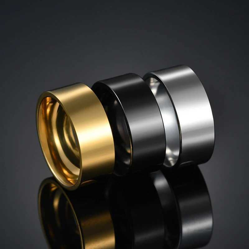 Letdiffery 8mm Smooth Men Rings Simple Stainless Steel Women Couple Jewelry Birthday Gifts W250606