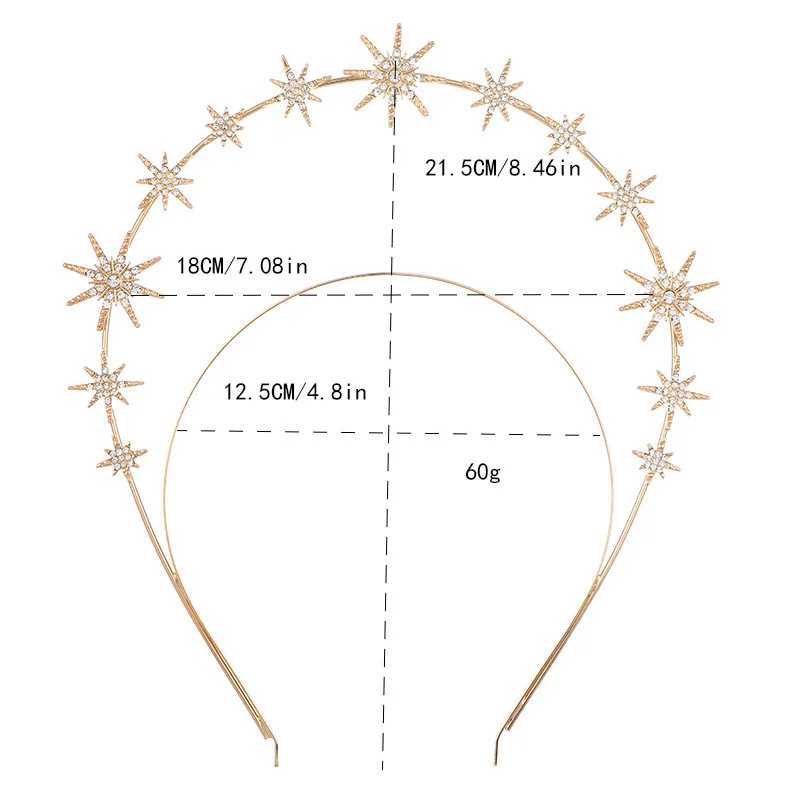 Star Crown Baroque Headbands Hairbands Boho Bridal Wedding Headpiece Sparkly Rhinestone Head Jewelry for Women Birthday Party Z250605