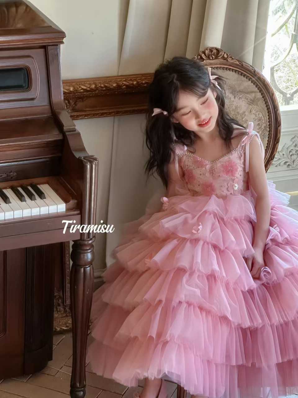 Customized Flower Girl Dress Pink for Wedding Beading Princess First Communion Wedding Prom Par Event Formal AttireXJ250108
