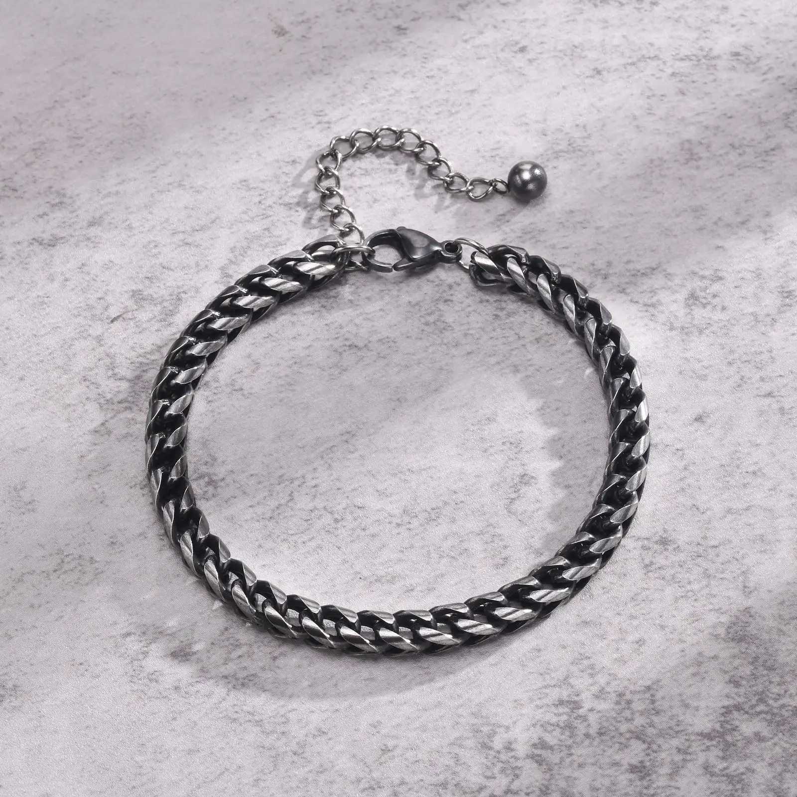 Retro Chain Bracelets for Men Boys Waterproof Stainless Steel Chain Links Wristband Classic Punk Vintage Jewelry Gifts W250606