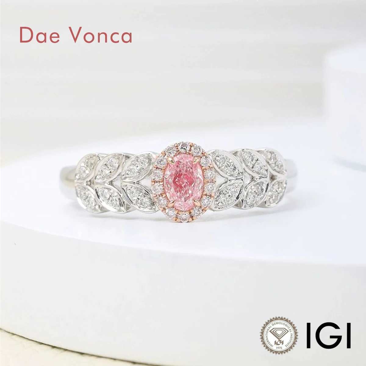 Luxury Pink Oval Cut Diamond Engagement Ring Leaf Shape Pink Lab Grown Diamond Rings For Bridal Promise Jewelry W250606