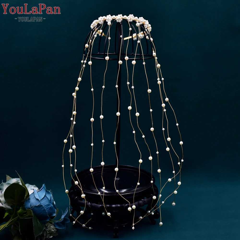 TOPQUEEN Pearls Hair Vine Bridal Wedding Headband Handmade Beaded Headwear for Woman Pearl Hairpiece Bride Trend HP610 Z250605