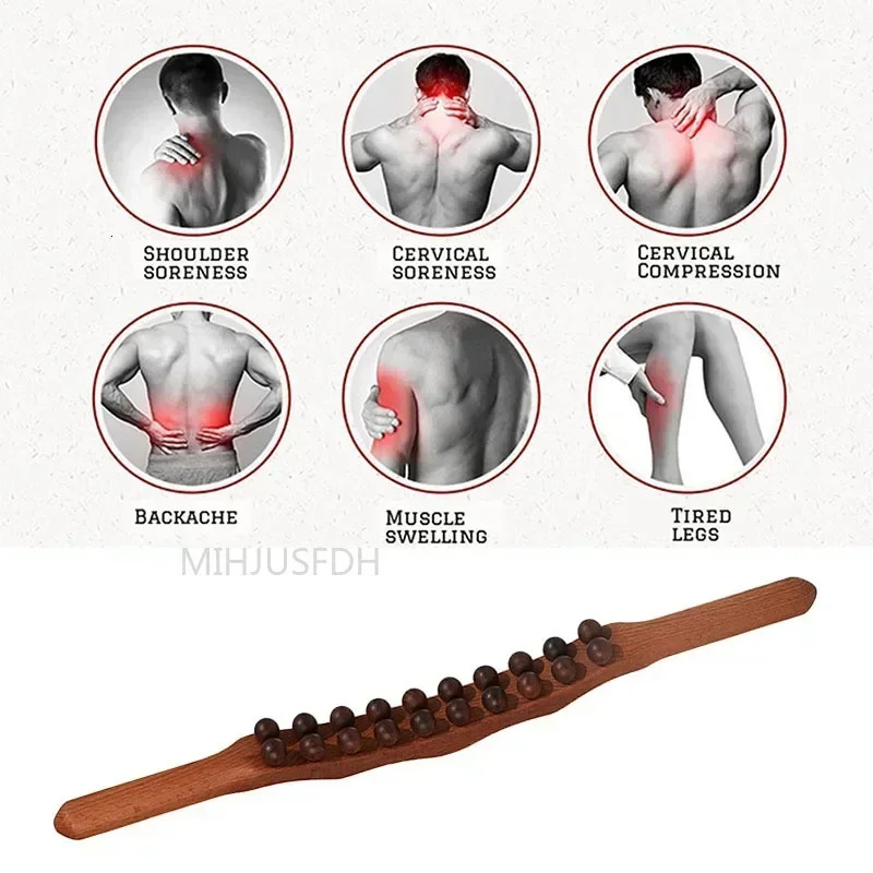 20/8 Beads Gua Sha Massage Stick Back Massage Tendons Wood Scraping Stick Point Treatment Gus A Sha Tool Muscle Relaxing 250603