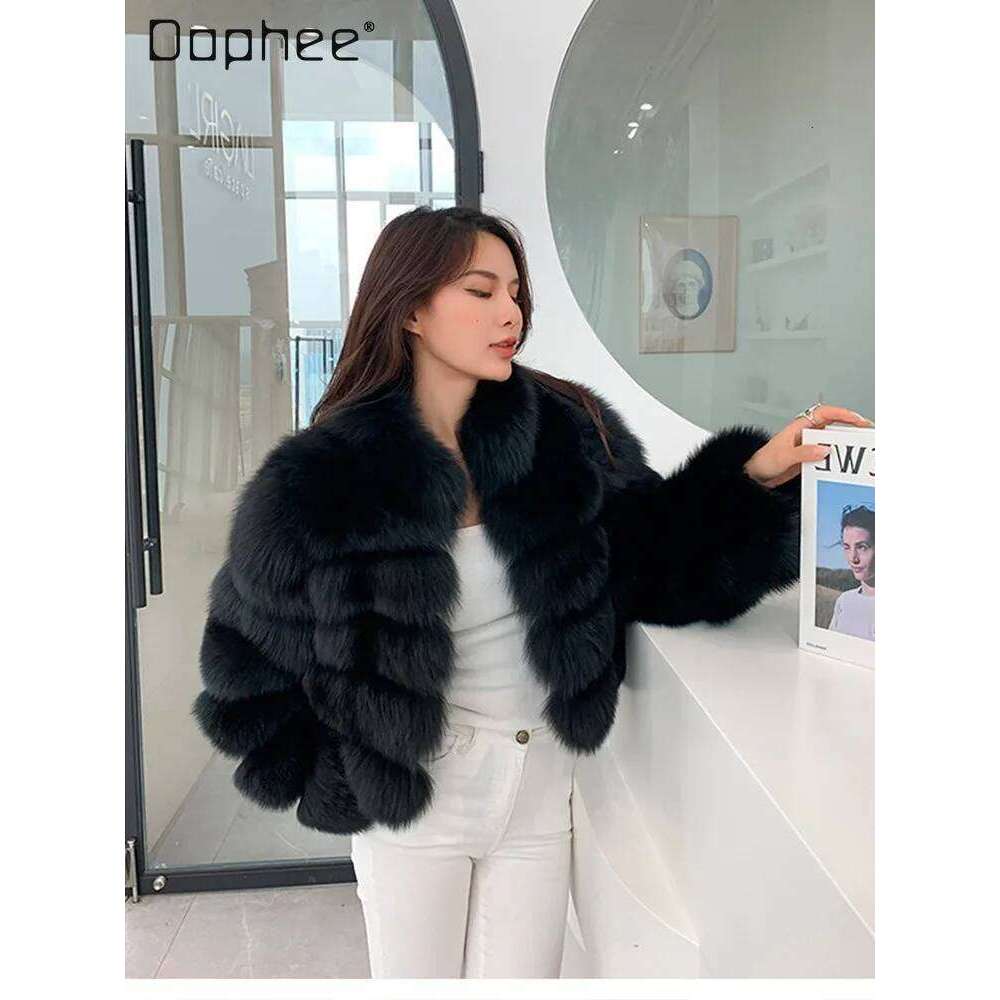 High-end Temperament Plush Women Fashion Imitation Fox Short Integrated Jacket Trend Hot Girl Faux Fur Coat