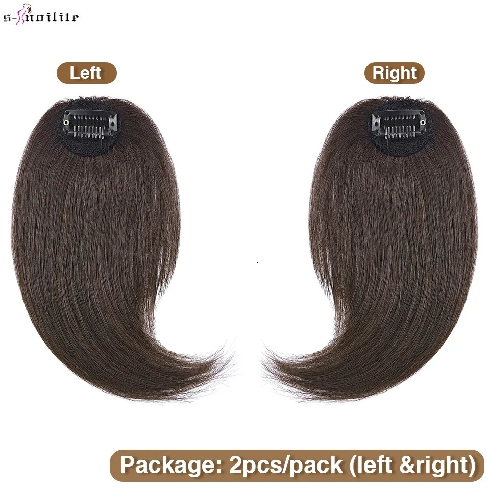 S-noilite Side Parting Bang 2pcs Natural Hair Bangs Human Hair Fringe Left Right Hair Extensions 16g Hairpiece Bangs With Clip 250529