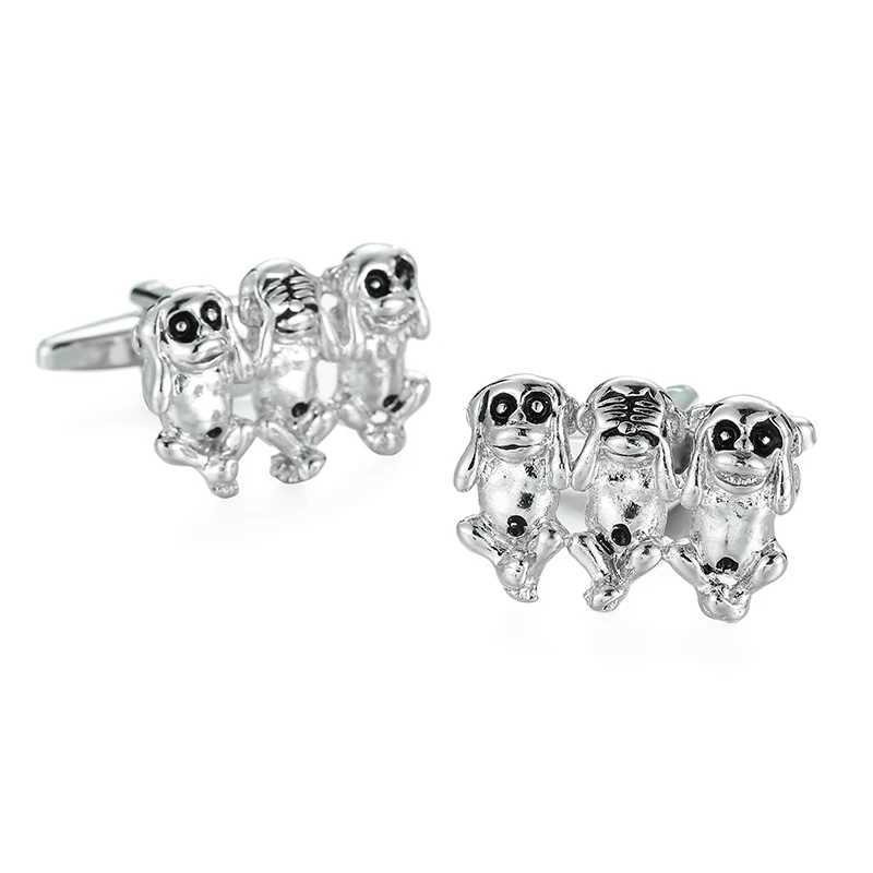 Classical Mens French Shirt Cufflinks Animal Three Monkeys Cuff Buttons Wedding Suits Accessories Jewelry Gifts W250606