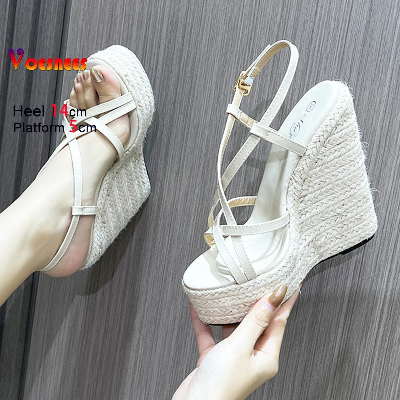 Summer Platform High Heels Comfort Wedges 14CM Catwalk Show Sandals European and American Style Sexy Fashion Stage Women Shoes 250605