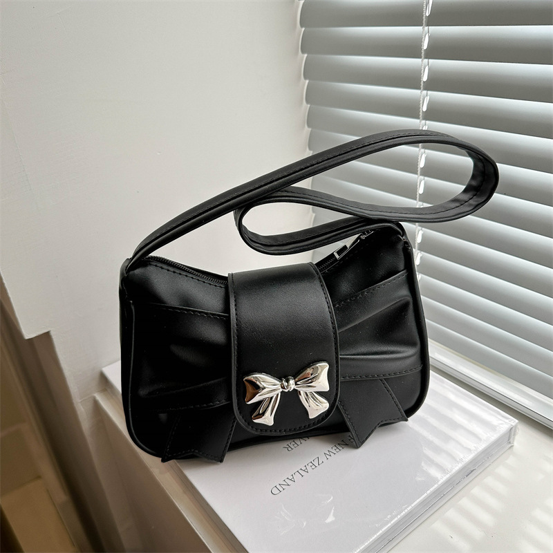 designer Bowknot Trendy Underarm Small Square Bag 2025 New Korean Style Single Shoulder Handbag Women's Bag Foreign Trade Cross-border Dropshippi