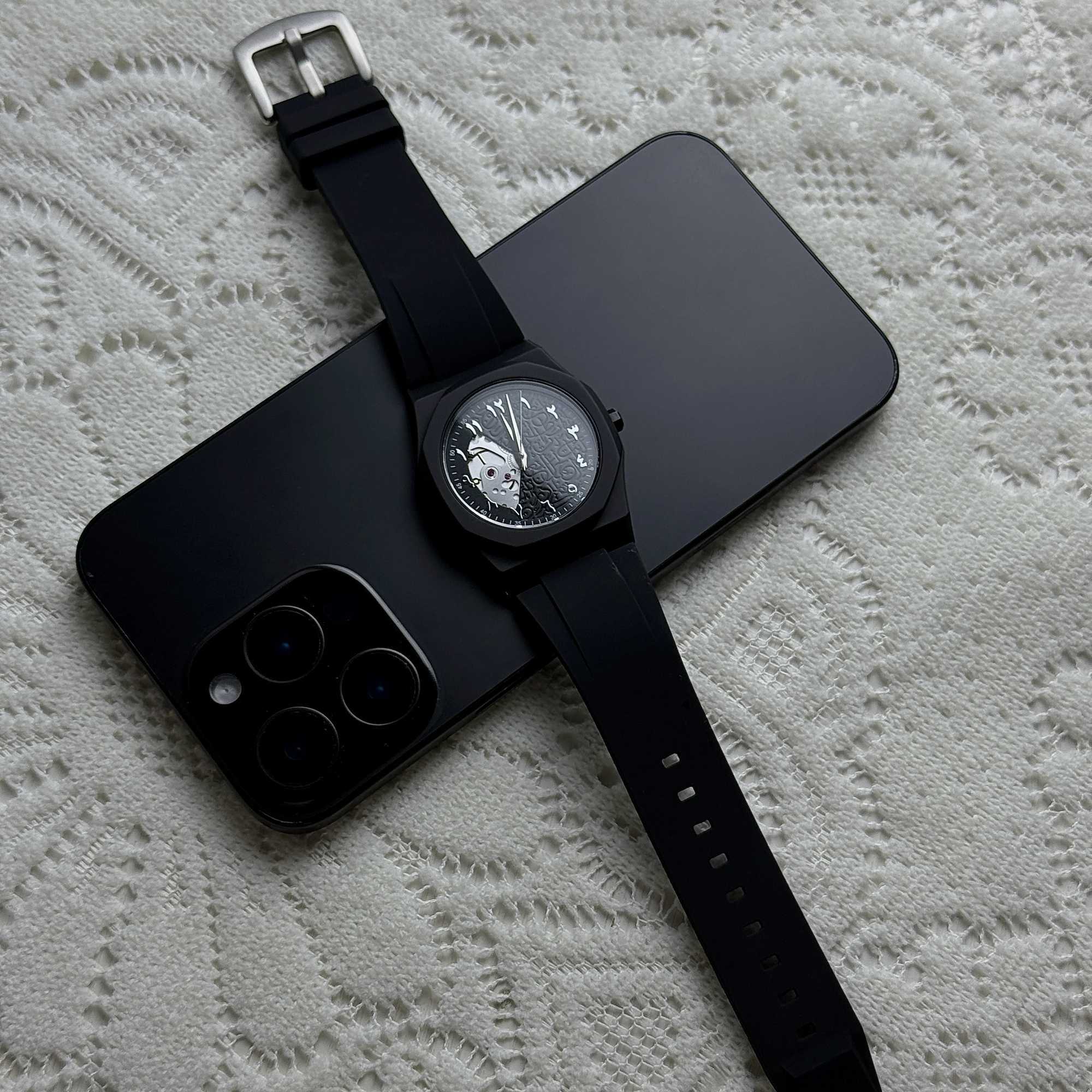 Mens Analog Mechanical Quartz Watch Arabic Numerals Waterproof Watch Fashion Mens Business Watch Polycarbonate Silicone Strap Y250605