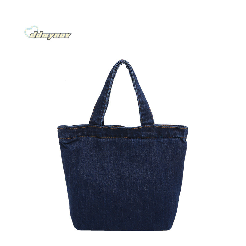 Denim Gift Simple Fashion Trend Large Capacity Literary Women's Korean Style Trendy Commuter Canvas Bag ddmynov