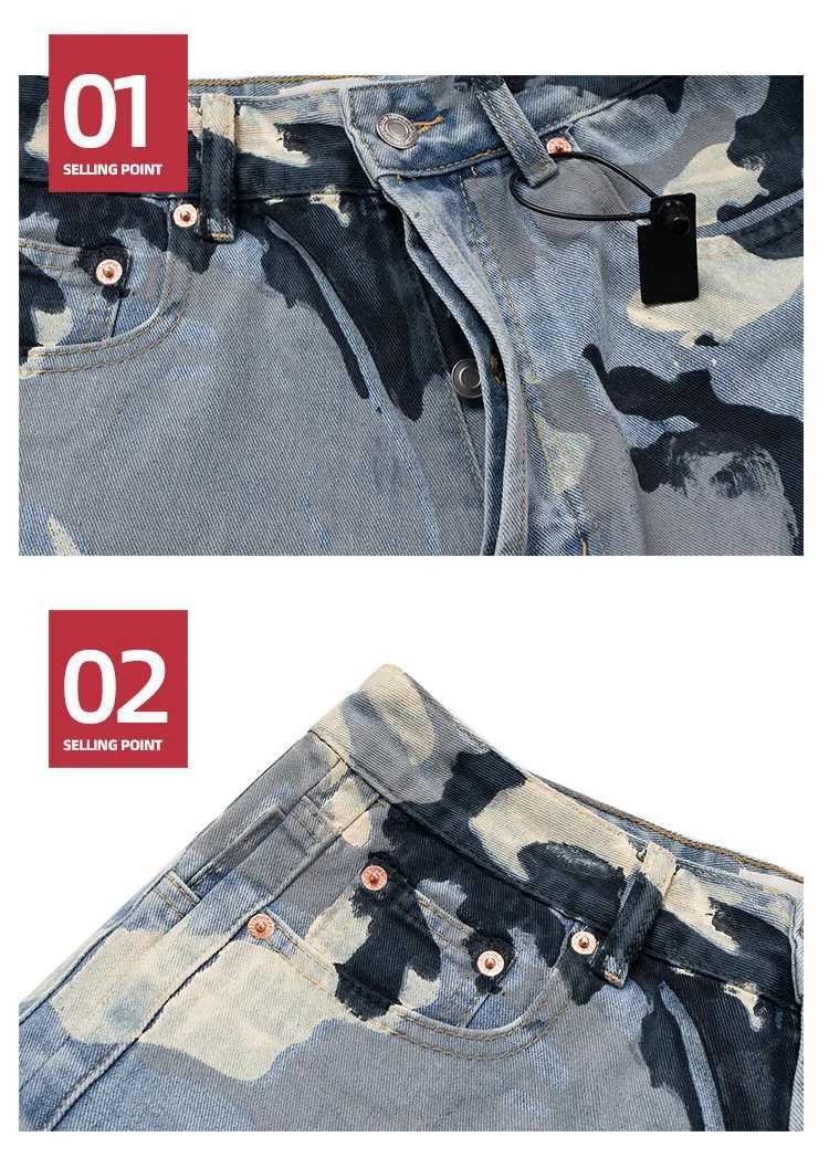 MIJKO Snow Camouflage Jeans for Men Women Wide Leg Casual Baggy Denim Fashion Trousers Cargo Pants Dongguan 2025ss Z250605