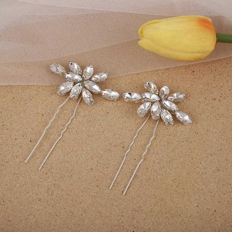 Bride Hair Pin Alloy Silver Color Clear Crystal Hairpins Bridal Wedding U Shaped Hair Sticks Women Bridesmaids Hair Accessories Z250605