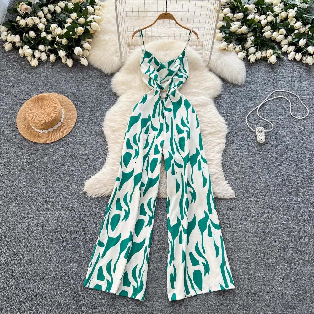 Neploe Holidays Summer Jumpsuit Light Ripe Wind Age Reduction Sling Slim Bodysuit Print Casual Sexy Elegant Romper 250530