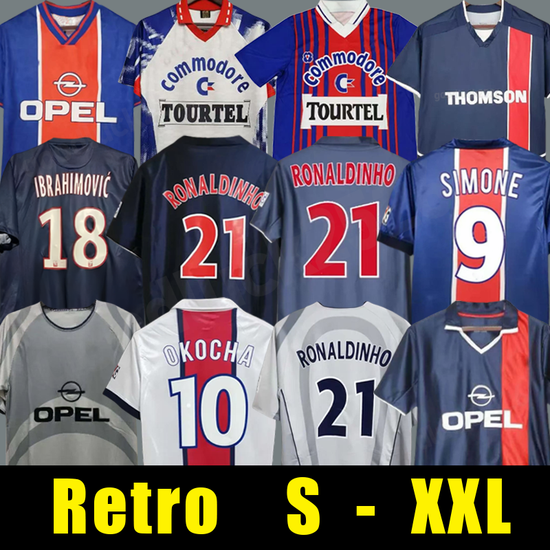 OKOCHA LEROY SOCCER JERSEY 1990 92 94 95 96 98 99 camisas de futebol RONALDINHO CAVANI 00 01 02 03 12 13 Retro Classic Vintage RAI ANELKA Ibrahimovic SIMONE DANI ALVES