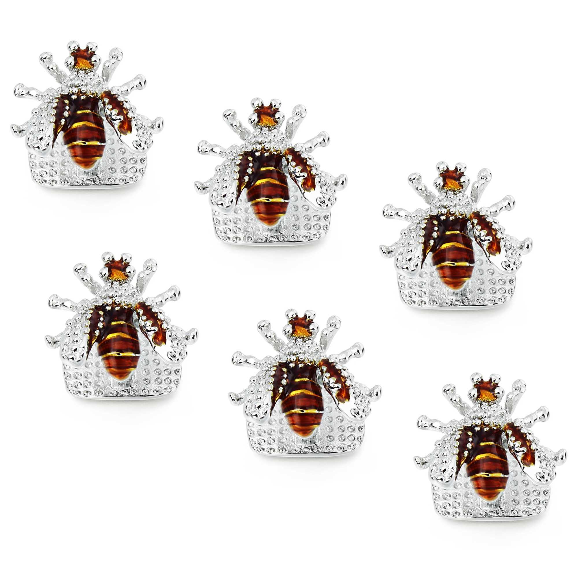 HAWSON Crystal Bee Cufflinks and Studs Set for Men Tuxedo Luxury Bee Cufflinks Gift for Party W250606