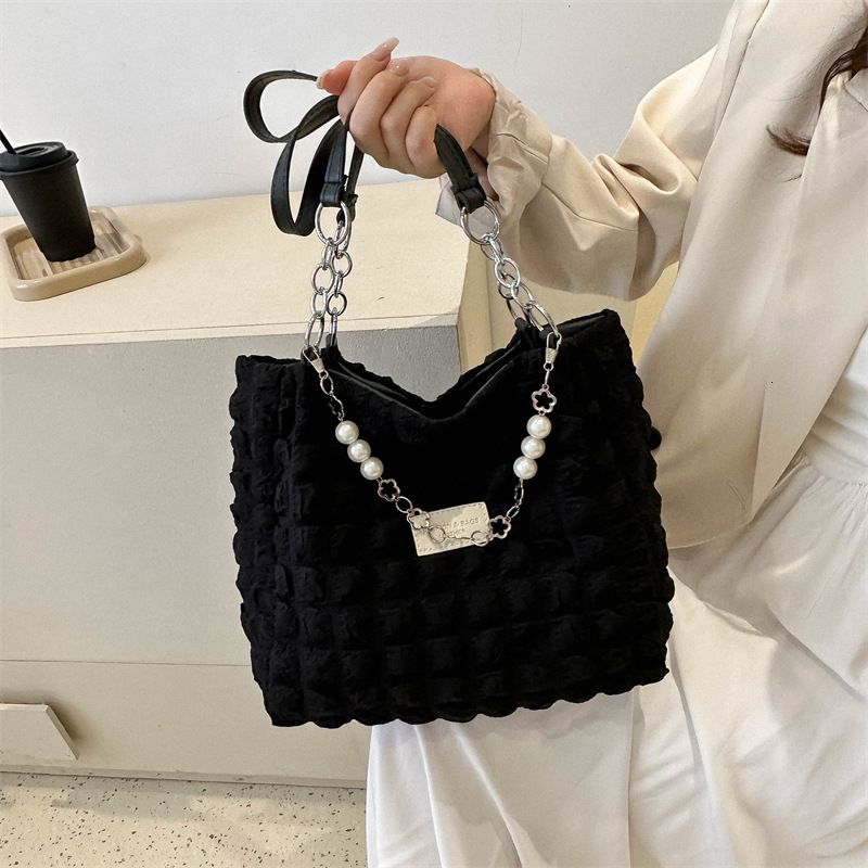designer 2025 New Fashion Bubble Plaid Handbag Shoulder Large Capacity Tote Bag for Women Supports Wholesale and Mixed Orders