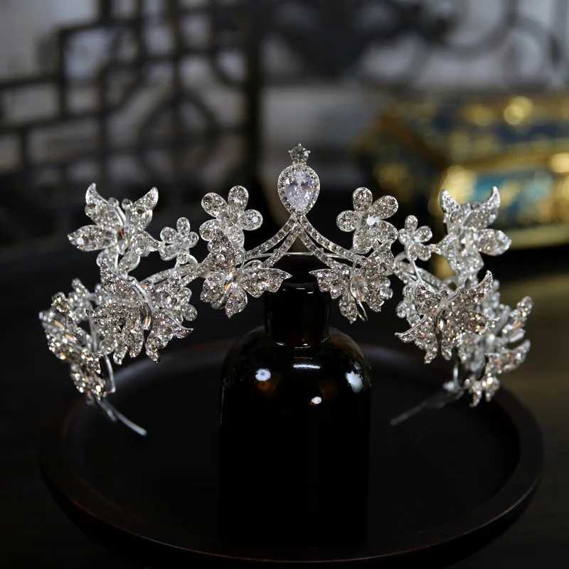 2pcs Bridal Tiara Bow Tie Rhinestone Wedding Crown Hair Accessories Women Luxury Bride Diadem Headdress Headband Party Jewelry Z250605