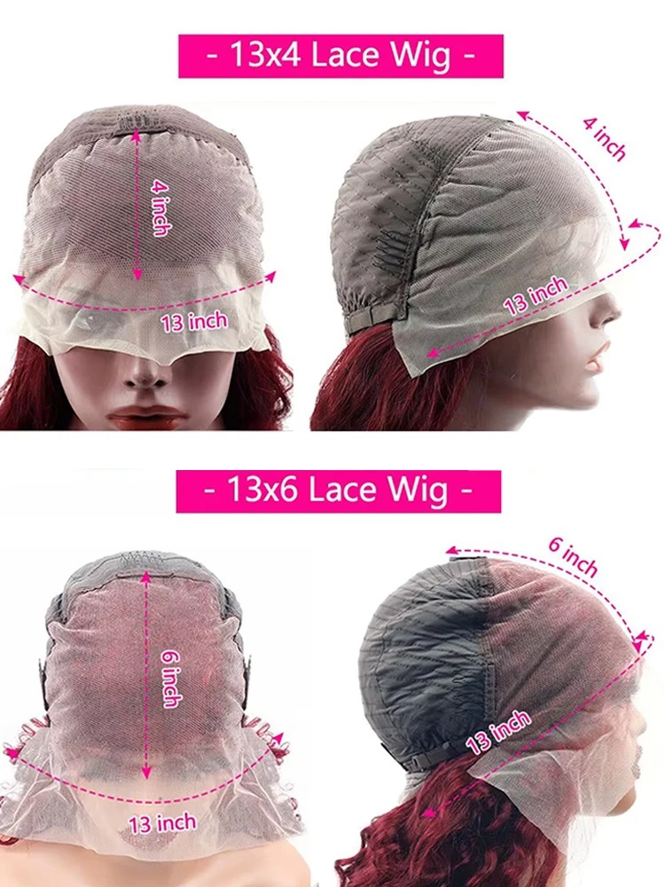 Burgundy Lace Frontal Wig 13x4 Body Wave Lace Front Wig HD Transparent Wig Human Hair Pre Plucked Red Color Synthetic