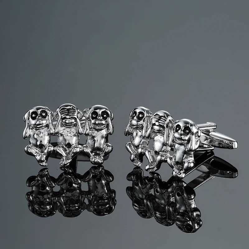 Classical Mens French Shirt Cufflinks Animal Three Monkeys Cuff Buttons Wedding Suits Accessories Jewelry Gifts W250606