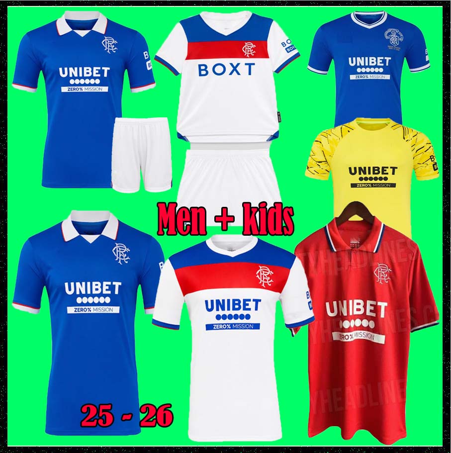 men Kids 24 25 26 Rangeres 125-Years Soccer Jerseys 2025 2026 Glasgow Home Ibrox Heritage Fourth KENT TAVERNIER MORELOS COLAK Away Football Shirt 3XL 4XL