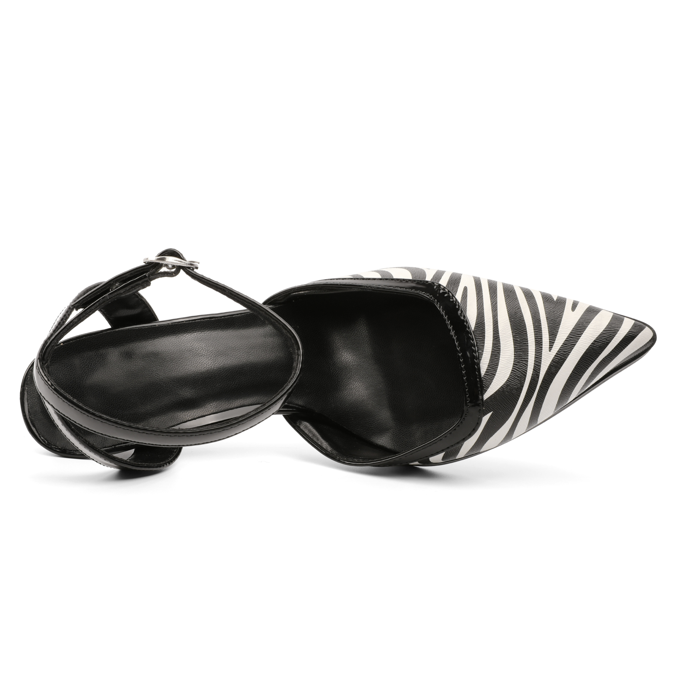 Zamikoo Women Slingback Pumps Ankle Strap Heels Black Zebra Heels 3 inches Handmade Comfortable Elegant Shoes for Party Event Date