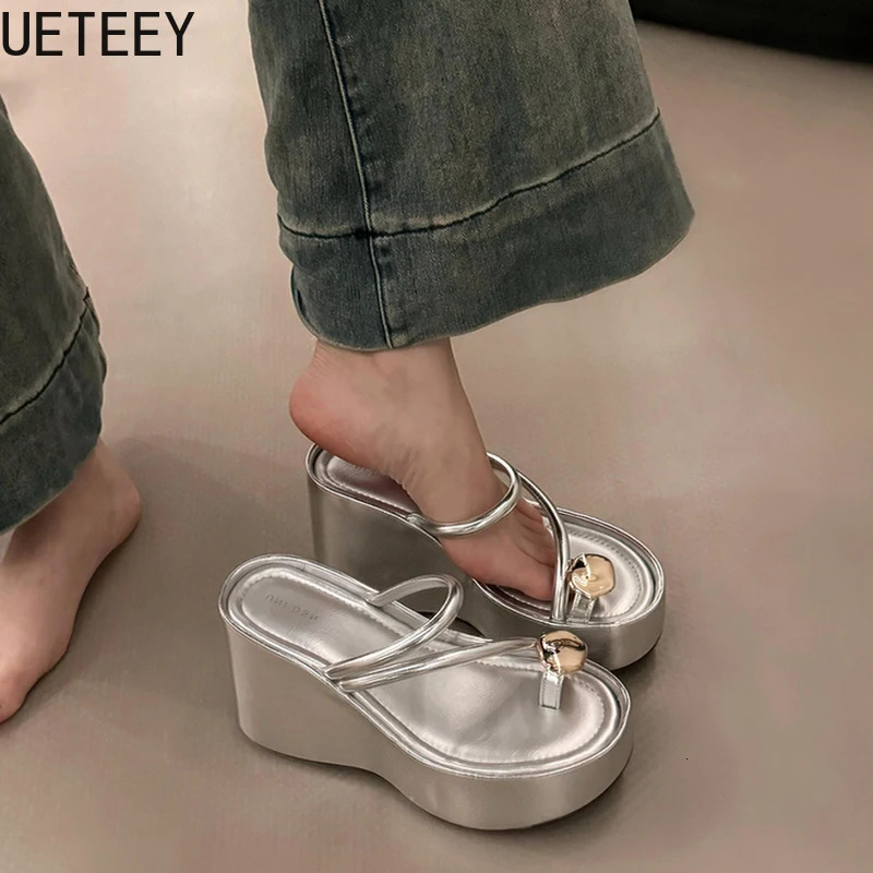 Summer Platform Wedges Heel Women Flip Flop Fashion Clip Toe Slippers Shoes Beach Vacation Female Slides 250605