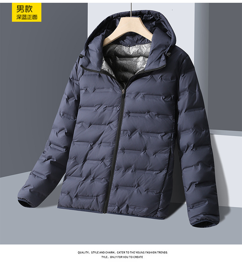 Ddmyoutdoor Autumn Winter Hooded Solid Color Lightweight Jacket Warm And Slim Fit Casual Versatile Couple Style Stand Up Collar White Duck Down Jacket