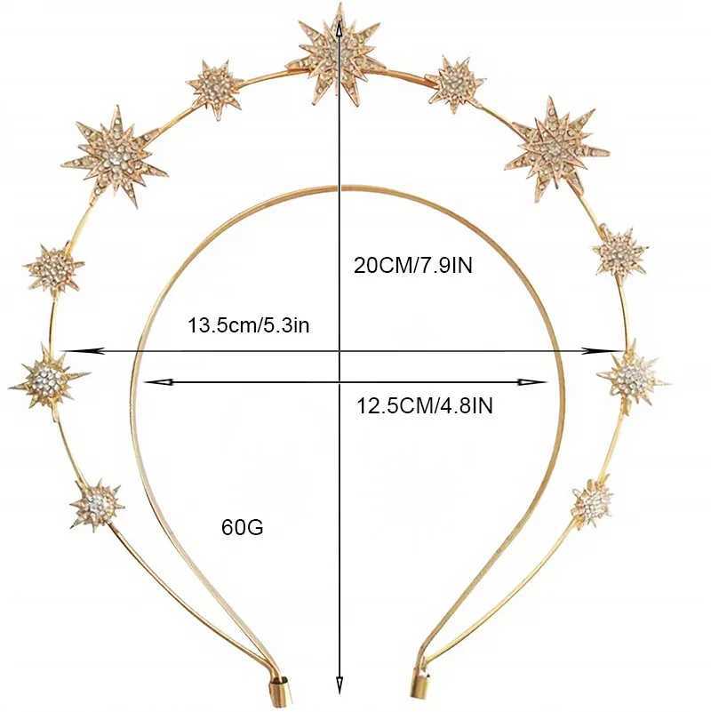 Star Crown Baroque Headbands Hairbands Boho Bridal Wedding Headpiece Sparkly Rhinestone Head Jewelry for Women Birthday Party Z250605
