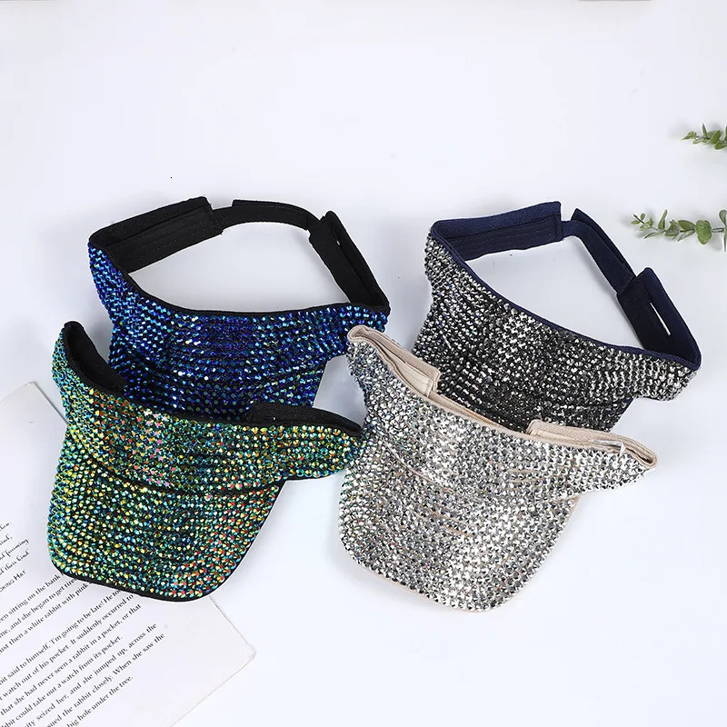 Women Rhinestone Hollow Top Hat Casual Sun Visor Summer Spring Fashion Versatile Diamond-embedded Personalized Baseball Cap 250603