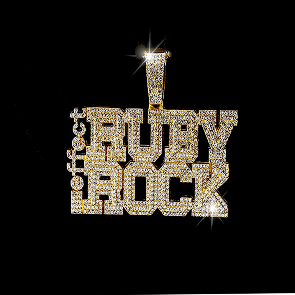 Wild full diamond letter DIRTY BIRDS alloy pendant ALPB baseball team hip-hop personality mens necklace 250320