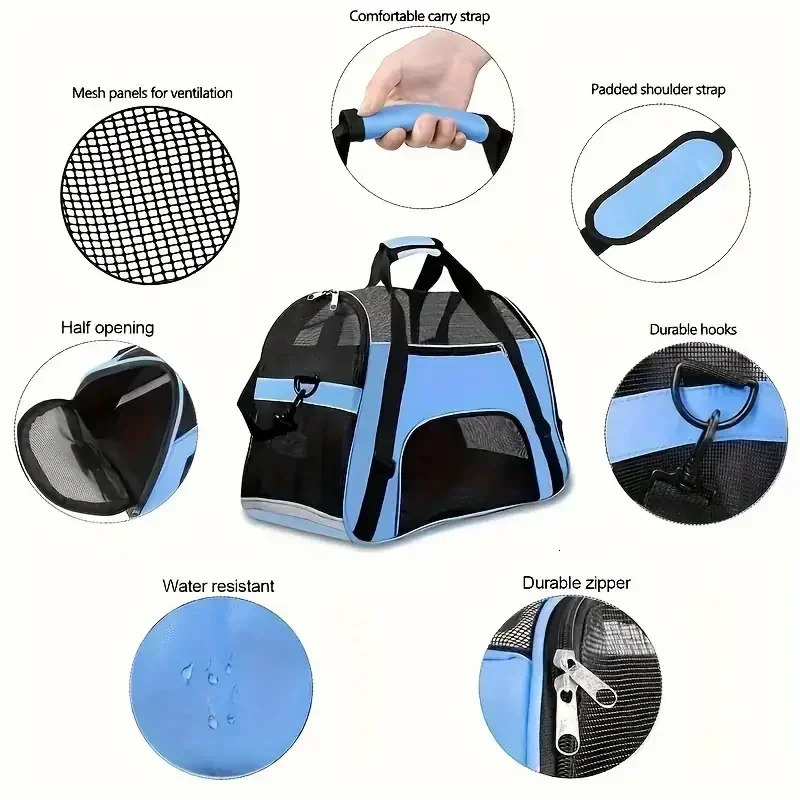Cat Bags Portable Dog Bag Mesh Breathable Bags for Small Dogs Foldable Cats Handbag Travel Pet Bag Transport Bag 250603