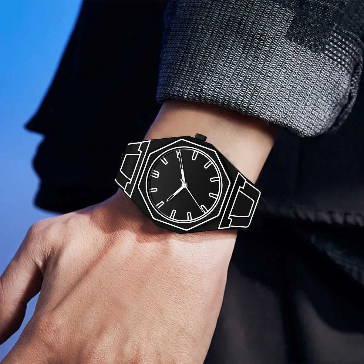 Modern Minimalist Sketching Creative Sports and Leisure Watch Creative Design Waterproof Watch Y250605