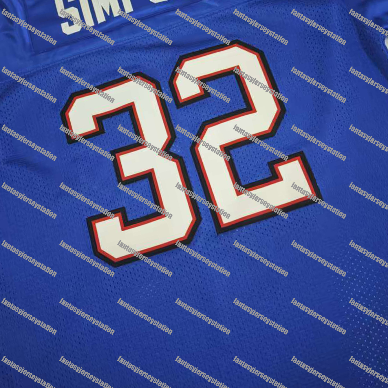 IN STOCK Men's 32 Blue Simpson Polyester Football Jersey, V-Neck Short Sleeve Sports Top, Loose Fit for Soccer, Cycling, Everyday & Athletic Acti