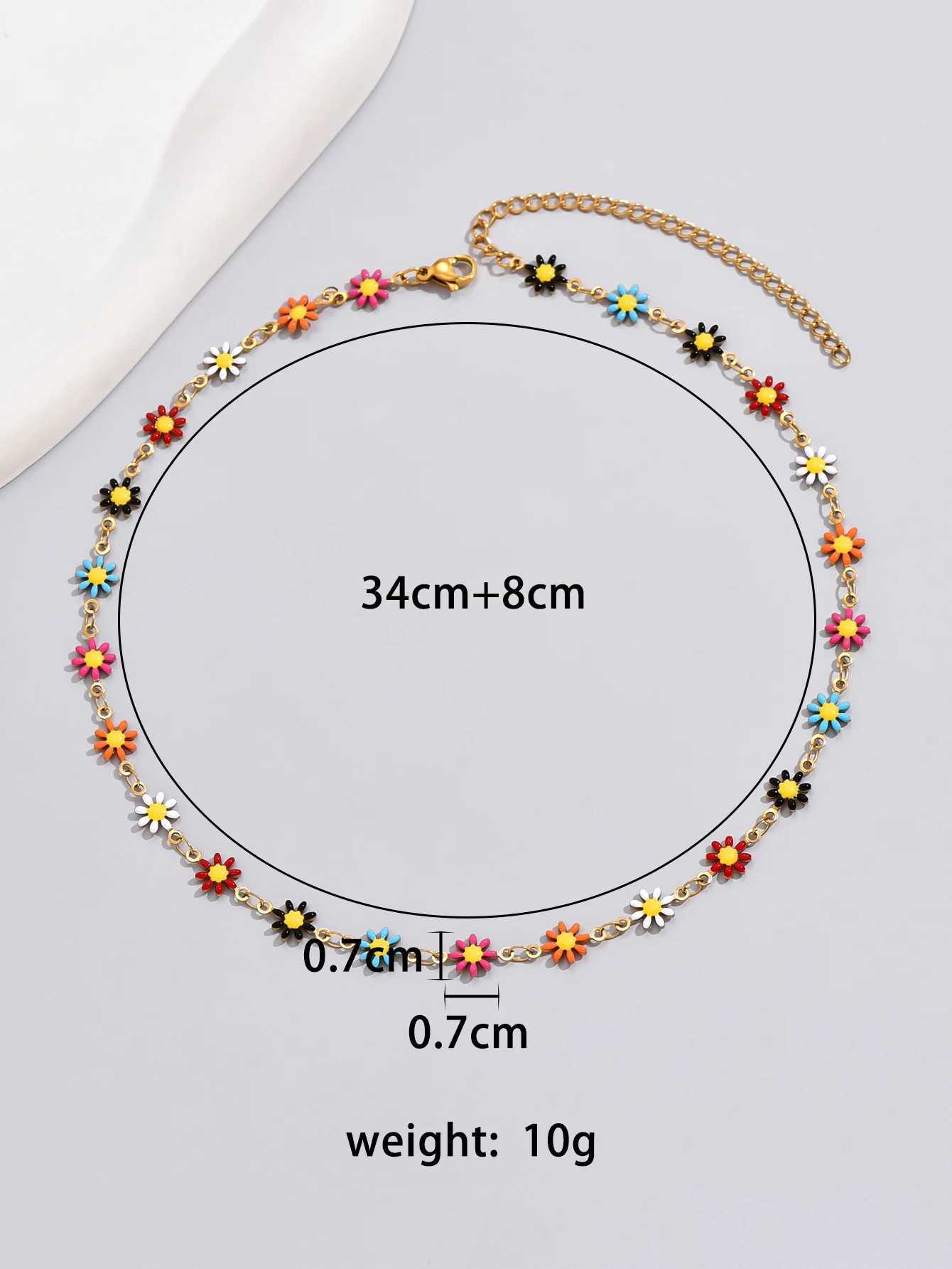 L234 Stainless steel jewelry temperament color dripping Daisy 18K necklace Fine Jewelry Y250605