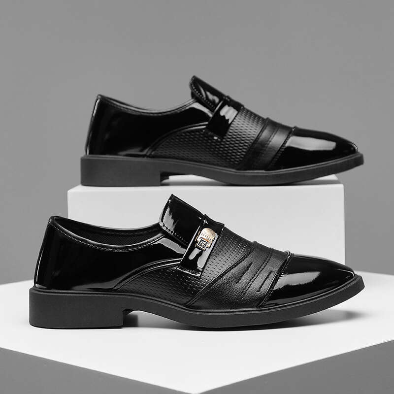 2025 New Shiny Leather Men's Casual Business Formal Large Size Versatile Mirror Shoes