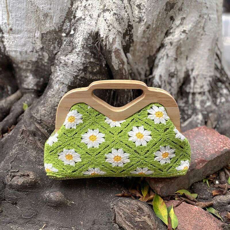 NEW Tote For Women Floral Crochet Large Capacity Vintage Multicolor Hollow Out Handbag Travel Shopping Bag