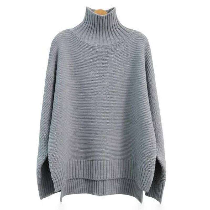 Women's plus Size Monochromatic Cashmere Sweater Thick Turtleneck Loose Fit for Autumn And Winter Europe America Style