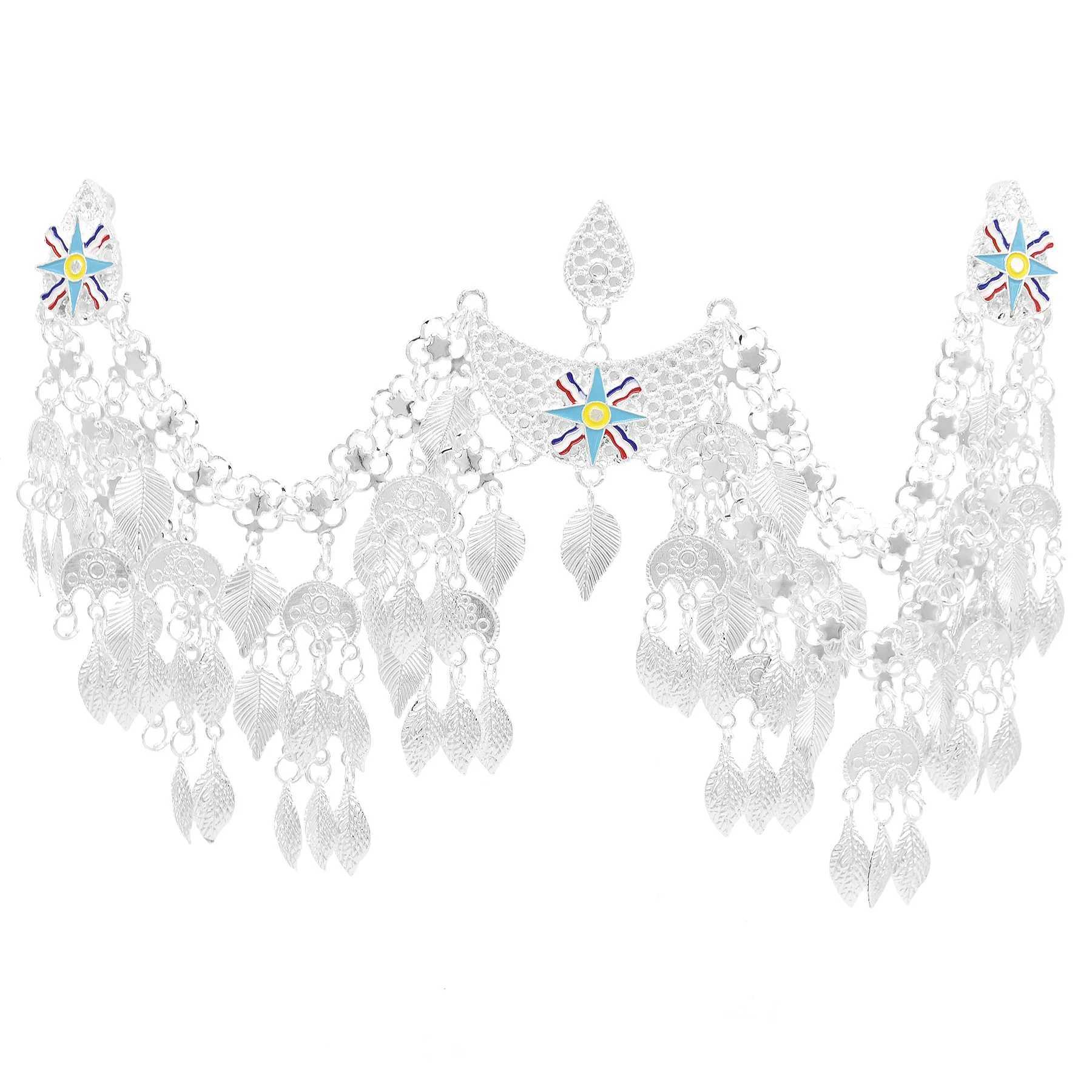 Assyrian style Flag Leaves Tassel Women Hair Jewelry Ethnic Travel Statement Hairband maang tikka headband. Z250605