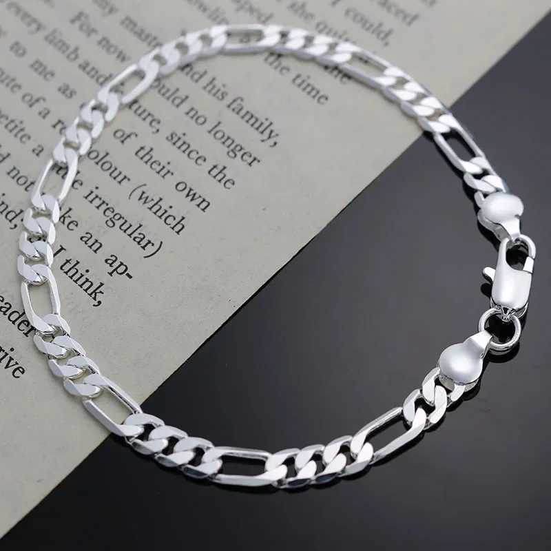 Wholesale charms classic 4MM sideways chain 925 Sterling silver Bracelet for woman boy man jewelry Wedding party Christmas gifts W250606