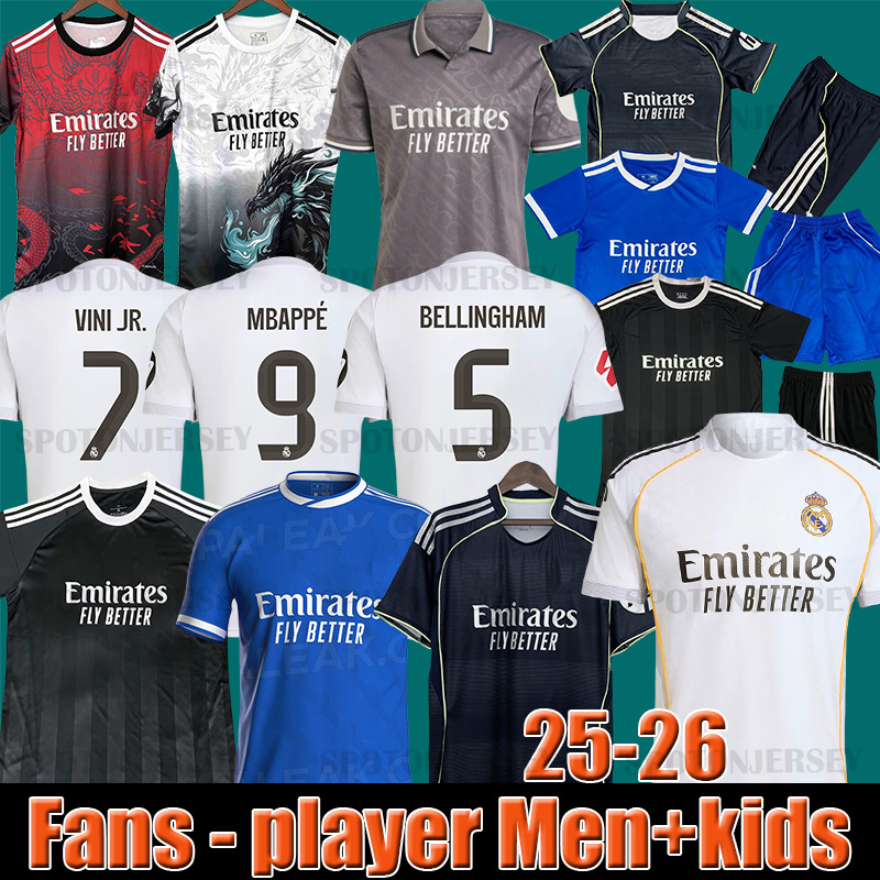 Reals madrid soccer jersey 2025 2026 kids kit BELLINGHAM VINI JR ENDRICK REALS football shirt Player Version MODRIC RODRYGO camiseta kids kit MADRIDS uniforms S-4XL